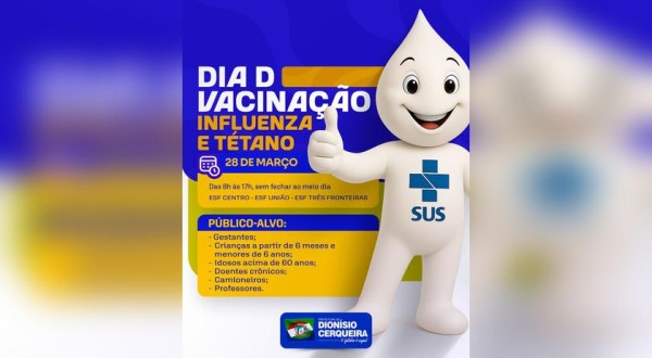 Dia D de vacinação contra Influenza e Tétano mobiliza unidades de saúde no sábado