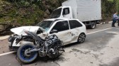 Estado de saúde do motociclista segue grave após acidente que matou idoso na BR-282