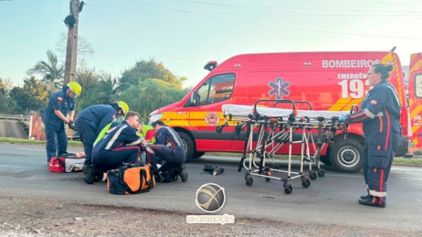 Militar fica gravemente ferido em colisão entre moto e carro
