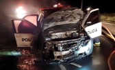 Bombeiros de Coronel vivida atendem incêndio em viatura da polícia militar