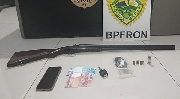 BPFRON e PCPR prendem homem com arma, munições e droga em Planalto- PR