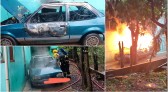 Automóvel pega fogo no Loteamento Santa Terezinha