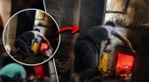 Neto pula em forno de cremação durante despedida da avó na Índia