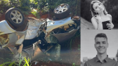 Casal de noivos morre após carro sair da pista e capotar em ribanceira