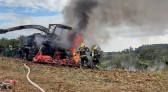 Incêndio destrói máquina agrícola em plantação de milho no interior
