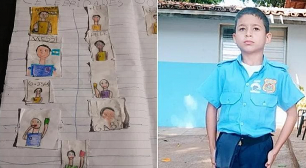 Menino sem dinheiro faz próprio álbum da Copa do Mundo e emociona família