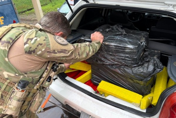 Polícia apreende 200 kg de drogas em carro que era transportado por guincho na BR-282