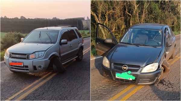 Colisão entre Prisma e EcoSport na Rodovia SC 161
