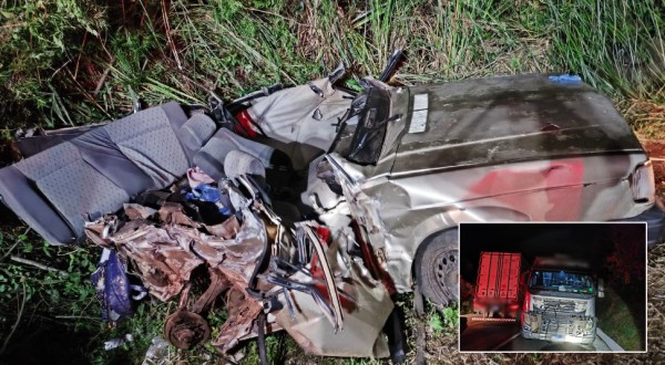 Colisão entre carro e caminhão deixa mulher e bebê mortos na BR-282