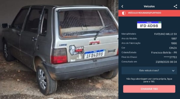 Uno é furtado em frente a empresa