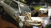 Colisão entre Ford Fiesta e Volkswagen Voyage é registrada em frente a hospital