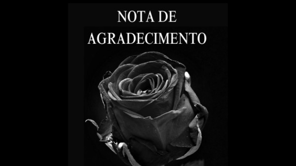 Nota de agradecimento da família Rodrigues