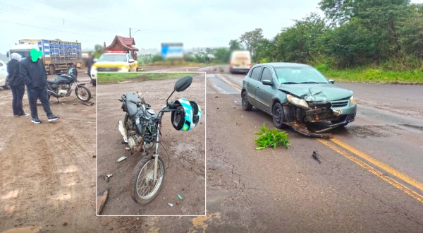 Motociclista fica gravemente ferido após colisão com carro na SC-163
