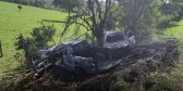 Três veículos se envolvem em colisão com princípio de incêndio na SC-283