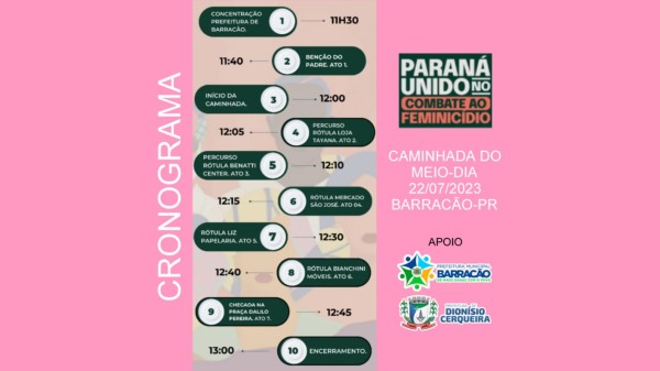 Barracão realizará a 1ª Caminhada do Meio-Dia
