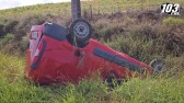 Veículo sai de pista e capota às margens da SC 163, entre SMOeste e Descanso