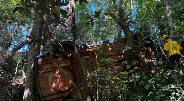 Motorista cai em ribanceira de 7 metros após perder controle do carro