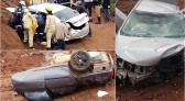 Carro parte ao meio após colisão frontal na PR-562; duas pessoas sofrem ferimentos graves
