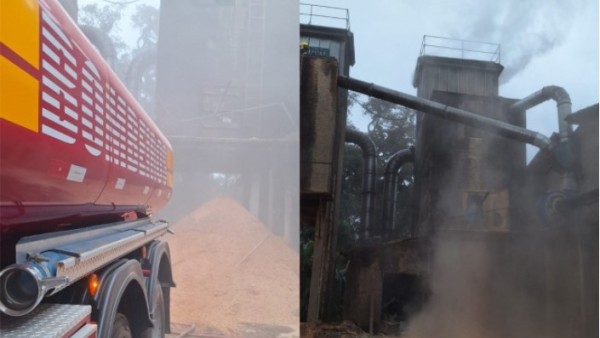 Incêndio em depósito de maravalha mobiliza bombeiros