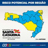 Região Oeste cai para nível moderado na matriz de risco potencial para a Covid-19