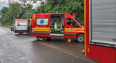 Motociclista fica ferido em colisão com caminhão na BR-282, em Maravilha