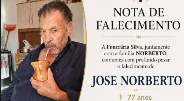 Comunicamos o falecimento de Jose Norberto