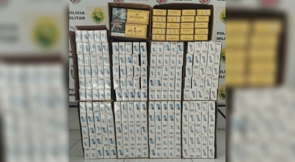 Polícia Militar de Realeza apreende carga de cigarros contrabandeados e encaminha para Receita Federal