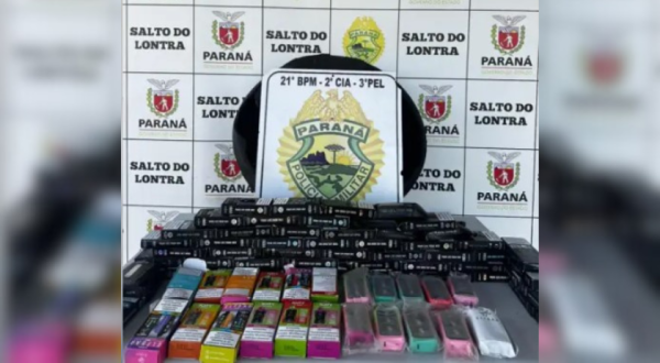 PM e Receita Federal apreendem cigarros eletrônicos em veículo