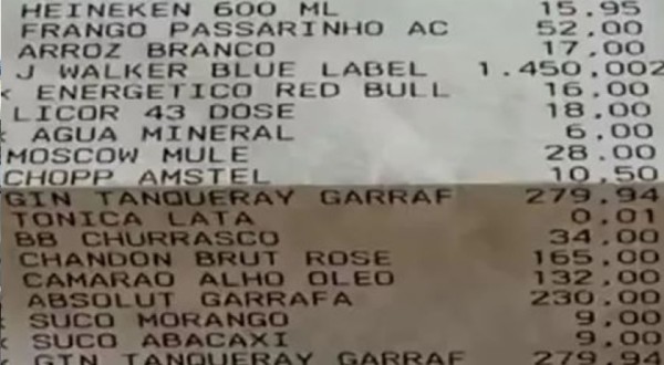 Cliente finge mal-estar para não pagar conta de R$ 6 mil em bar e se dá mal