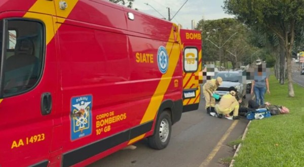 Motociclista sofre acidente e fratura exposta