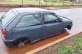 Dono de veículo descobre furto após carro ser localizado sem os pneus em Xanxerê