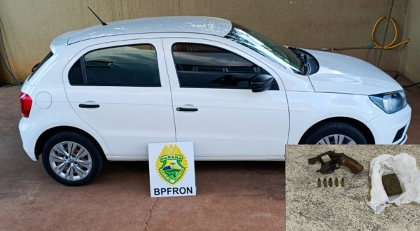 BPFRON prende dois homens e apreende arma e droga
