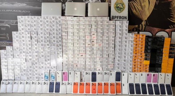 BPFRON apreende carga milionária de eletrônicos estrangeiros sem nota fiscal