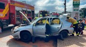 Idosa fica presa nas ferragens após grave acidente em Chapecó
