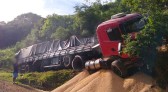 Motorista joga caminhão em barranco após ficar sem freio na PR-182