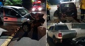 Motorista fica ferido após colidir contra veículos estacionados durante a madrugada