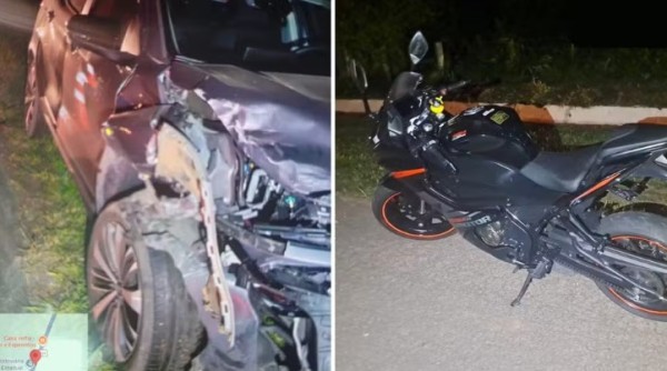 Carro bate em outro veículo ao tentar desviar de motociclista caída na PR-151