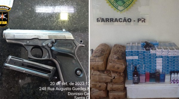 Homem é detido com arma de fogo e produtos descaminhados da Argentina