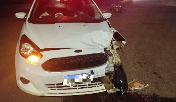 Idoso fica ferido em colisão entre carro e moto na SC-157