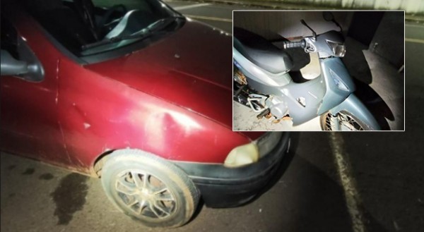 Adolescente de 17 anos fica ferido em acidente entre carro e moto