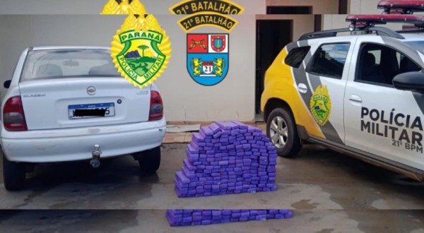 Homem é preso por transportar mais de 100 quilos de maconha em veículo