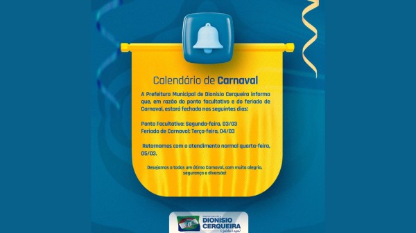 Administração municipal anuncia horários de funcionamento durante o Carnaval