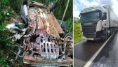 Carro cai de ribanceira e capota após colidir contra caminhão na BR-282
