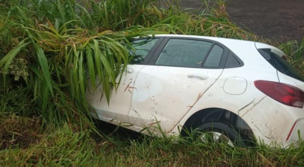 Saída de pista na PRc 158, entre Vitorino e São Lourenço do Oeste
