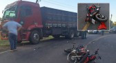 Motociclista fica ferido em colisão com caminhão na SC-163