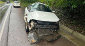 Motorista fica ferido após capotamento na BR-282