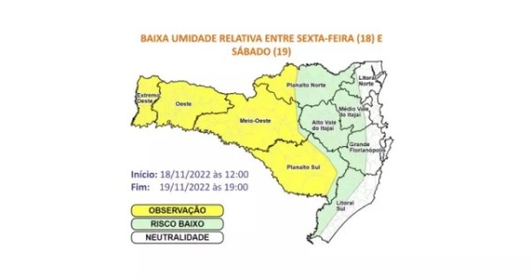 Defesa Civil emite alerta de tempo seco em SC e aponta recomendações