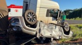 Acidente entre caminhão e caminhonete mobiliza equipes de resgate na BR-280