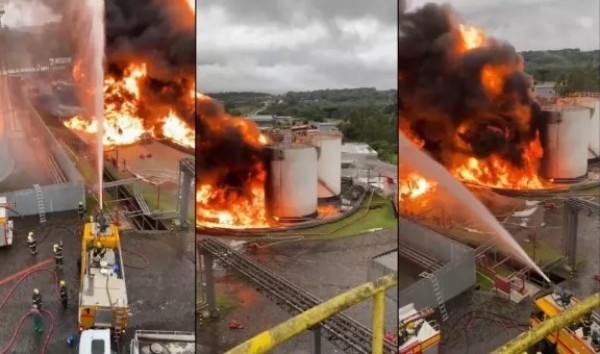 Há 2 milhões de litros de diesel, gasolina e álcool na empresa em chamas, dizem bombeiros