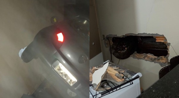 Homem fica ferido após veículo perder o controle e colidir em casa